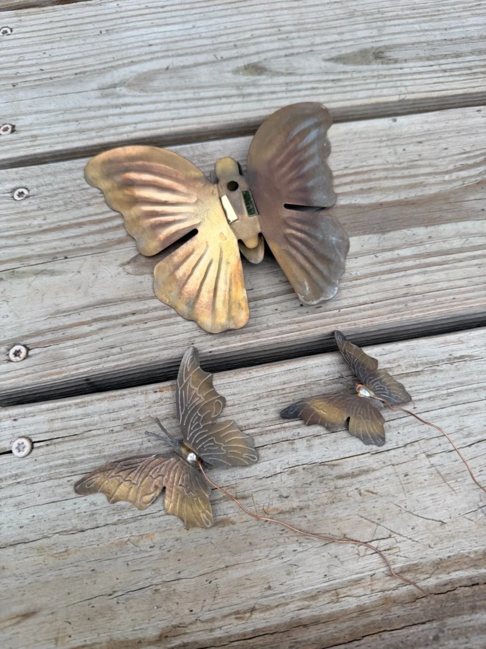 Vintage Brass Butterfly Wall Decor Set‎ of 3 Cottagecore
